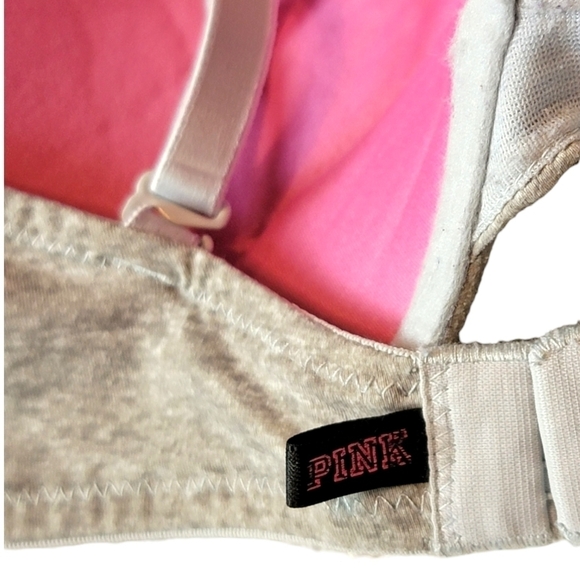 Victoria's Secret PINK Wear Everywhere Push-Up Gray Heather Bra 32D - Picture 4 of 6